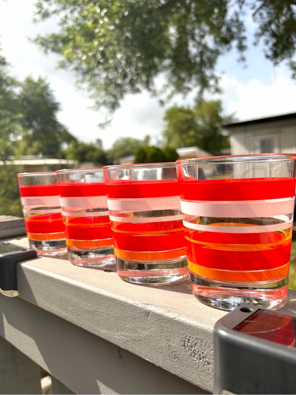 IKEA Paverka Mars Retro Mid Century Modern Striped Glass Cups 4 Pack 60s Style